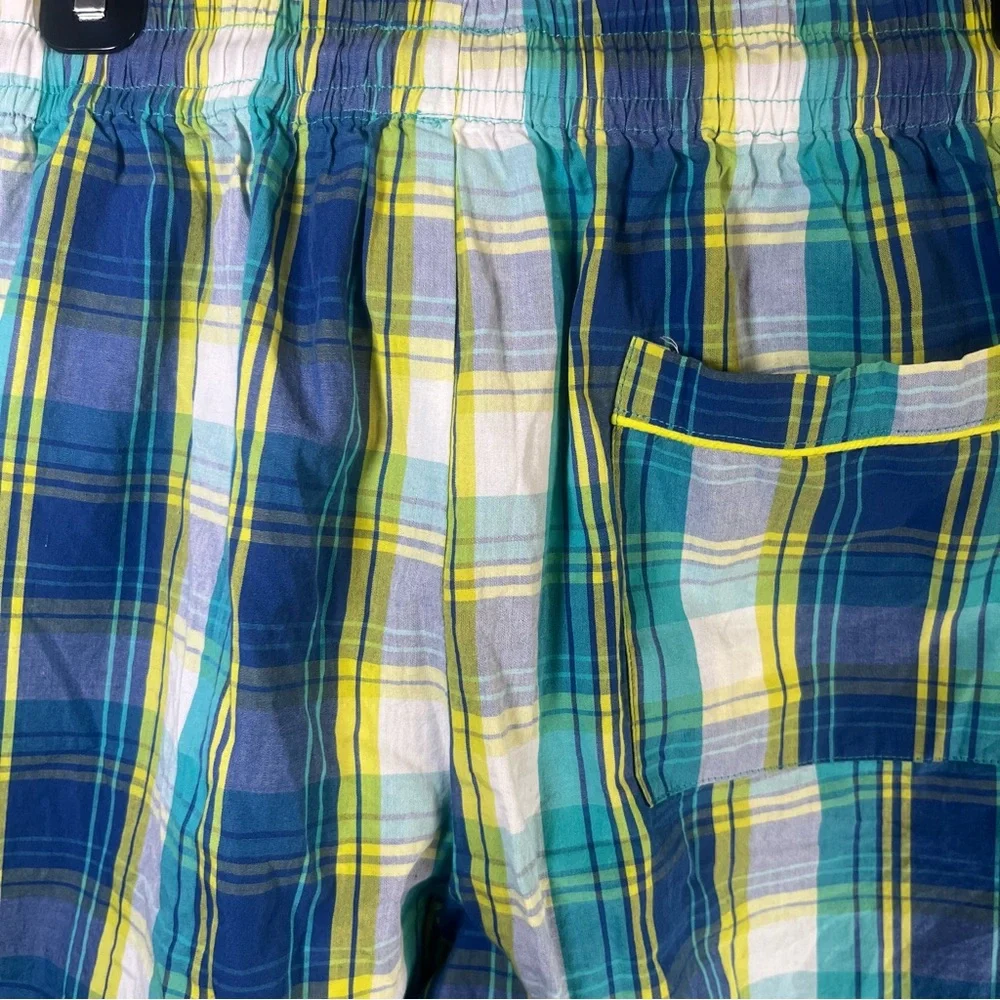 Psycho Bunny Plaid Shorts with Embroidered Bunny Logo Yellow/Blue Size‎ Small